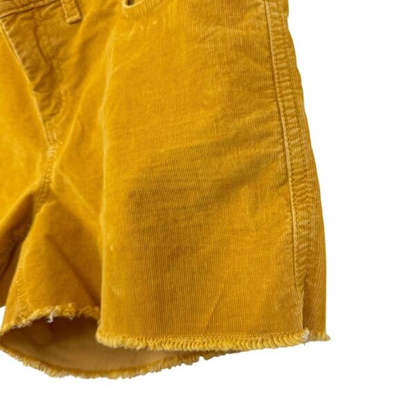 Gap Womens Fine Wale Mustard Yellow Corduroy Shorts Raw Hem Stretch Mid Rise 12 - Picture 9 of 16